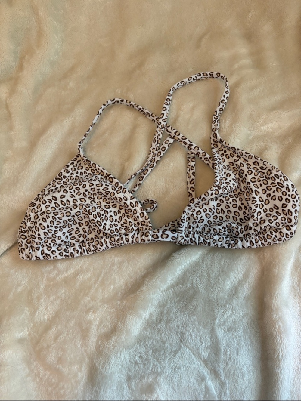 Criss Cross Leopard String Bikini Top